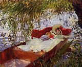John Singer Sargent Two Women Asleep in a Punt under the Willows painting